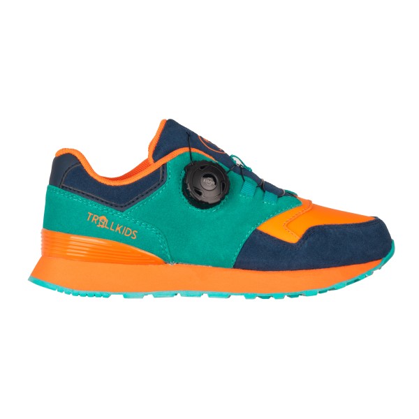 Trollkids - Kid's Kristiansand Sneaker - Freizeitschuhe Gr 30 grün/ sahara sunset von Trollkids