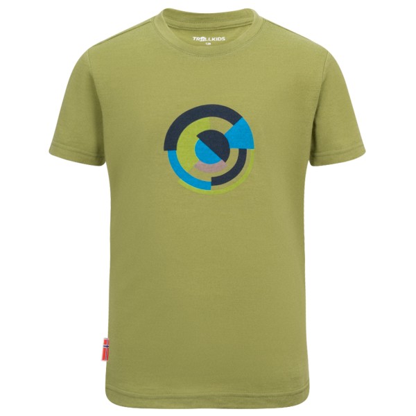 Trollkids - Kid's Sandefjord T-Shirt XT-Shirt - Merinoshirt Gr 98 oliv von Trollkids