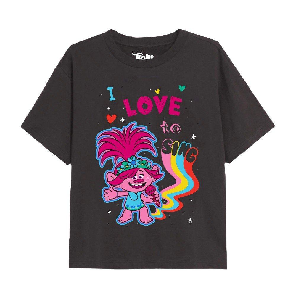 I Love To Sing Tshirt Mädchen Charcoal Black 140