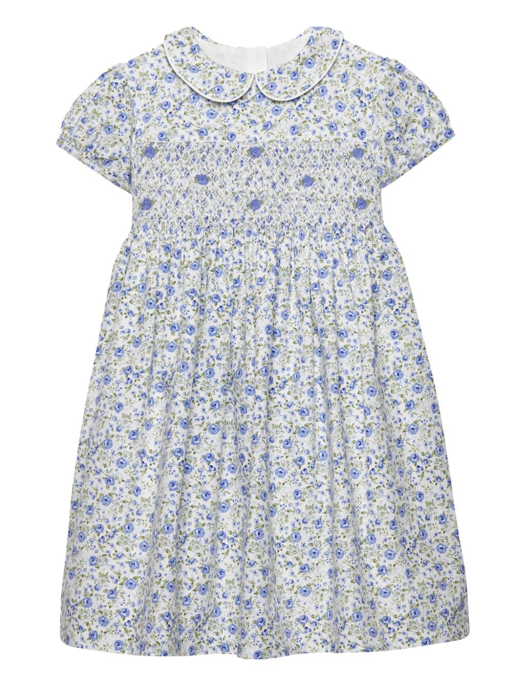 Trotters Catherine Rose smocked cotton dress - White von Trotters