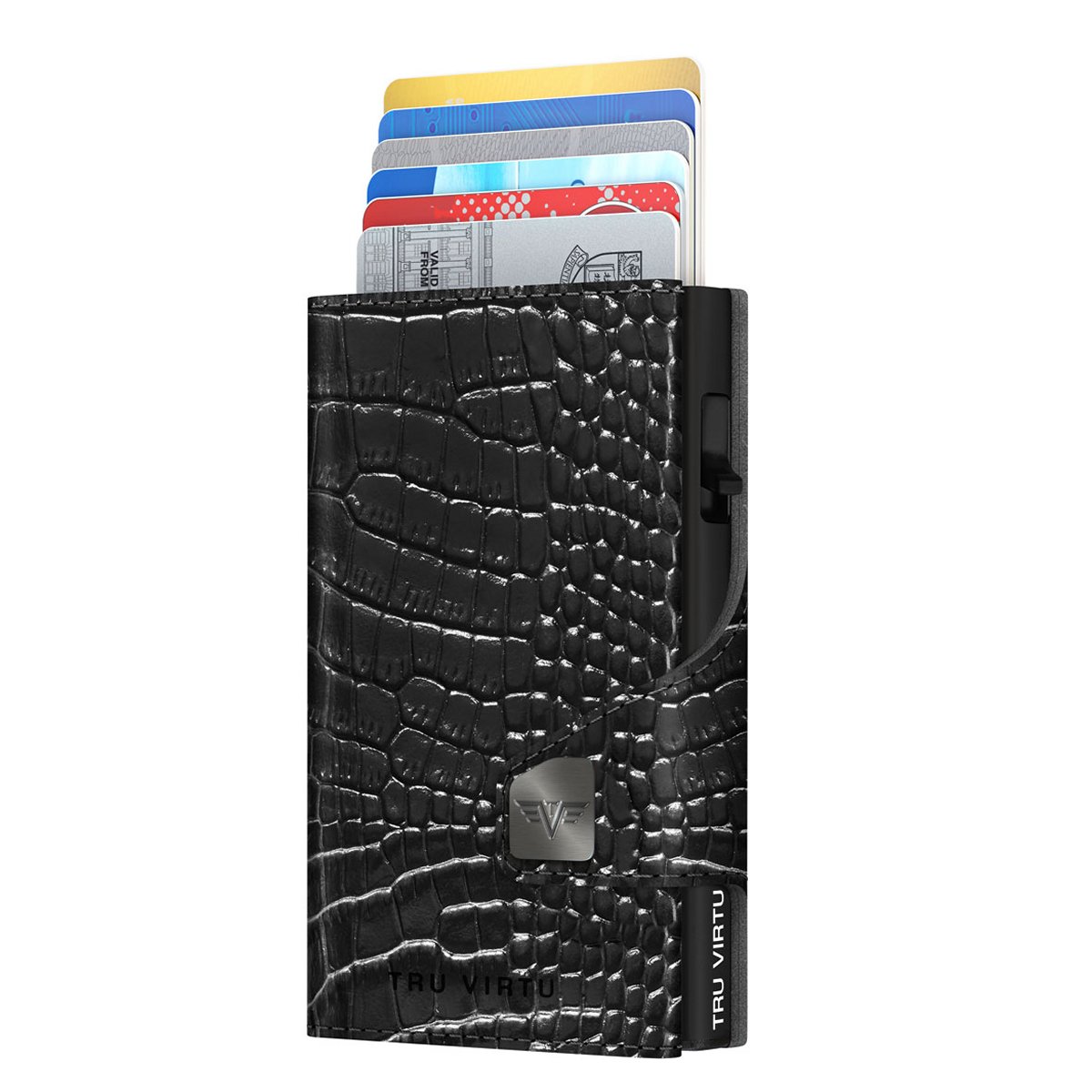 Doubelwallet Click & Slide Croco Black/Black von Tru Virtu