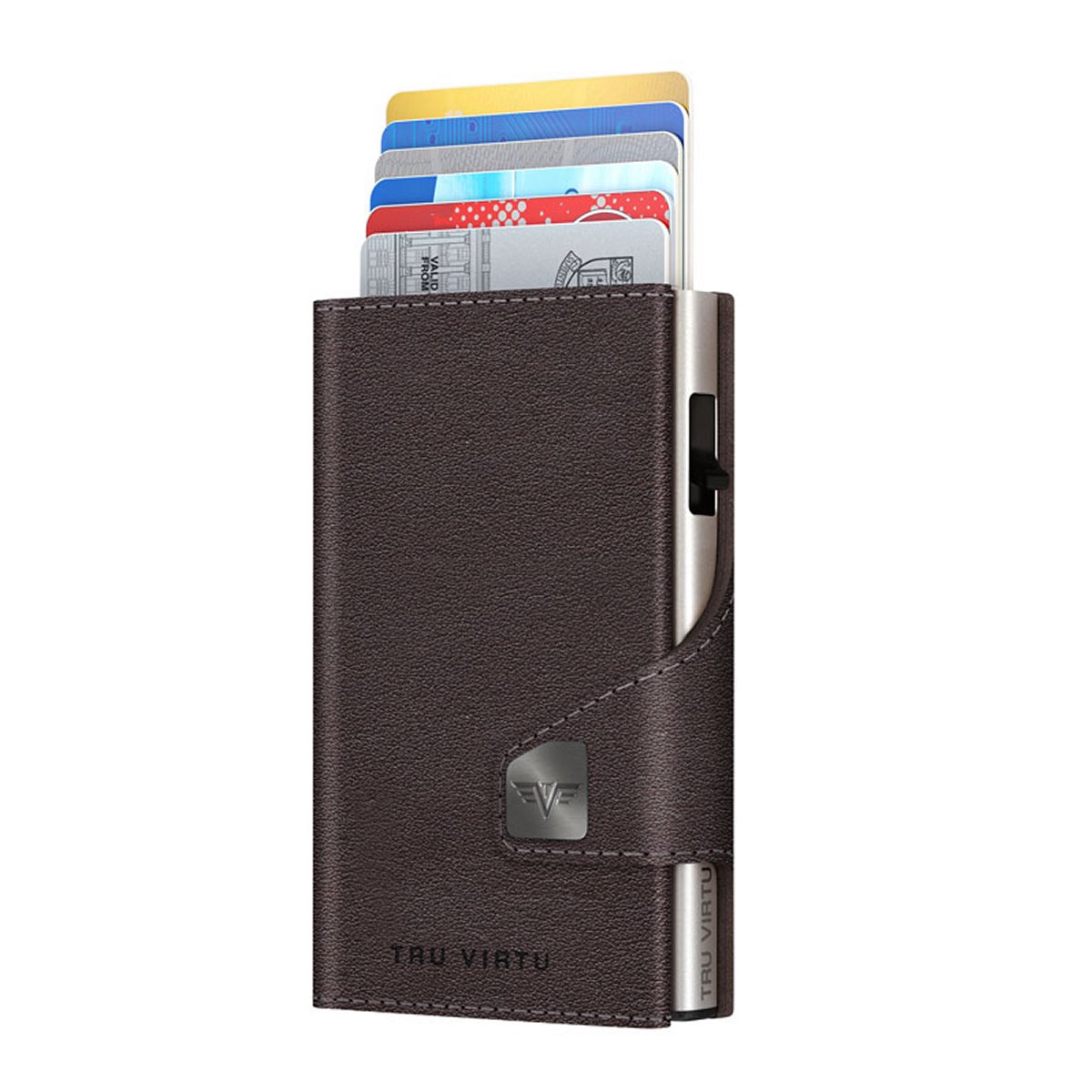 Wallet Click & Slide Coin Pocket Nappa Brown/Silver von Tru Virtu