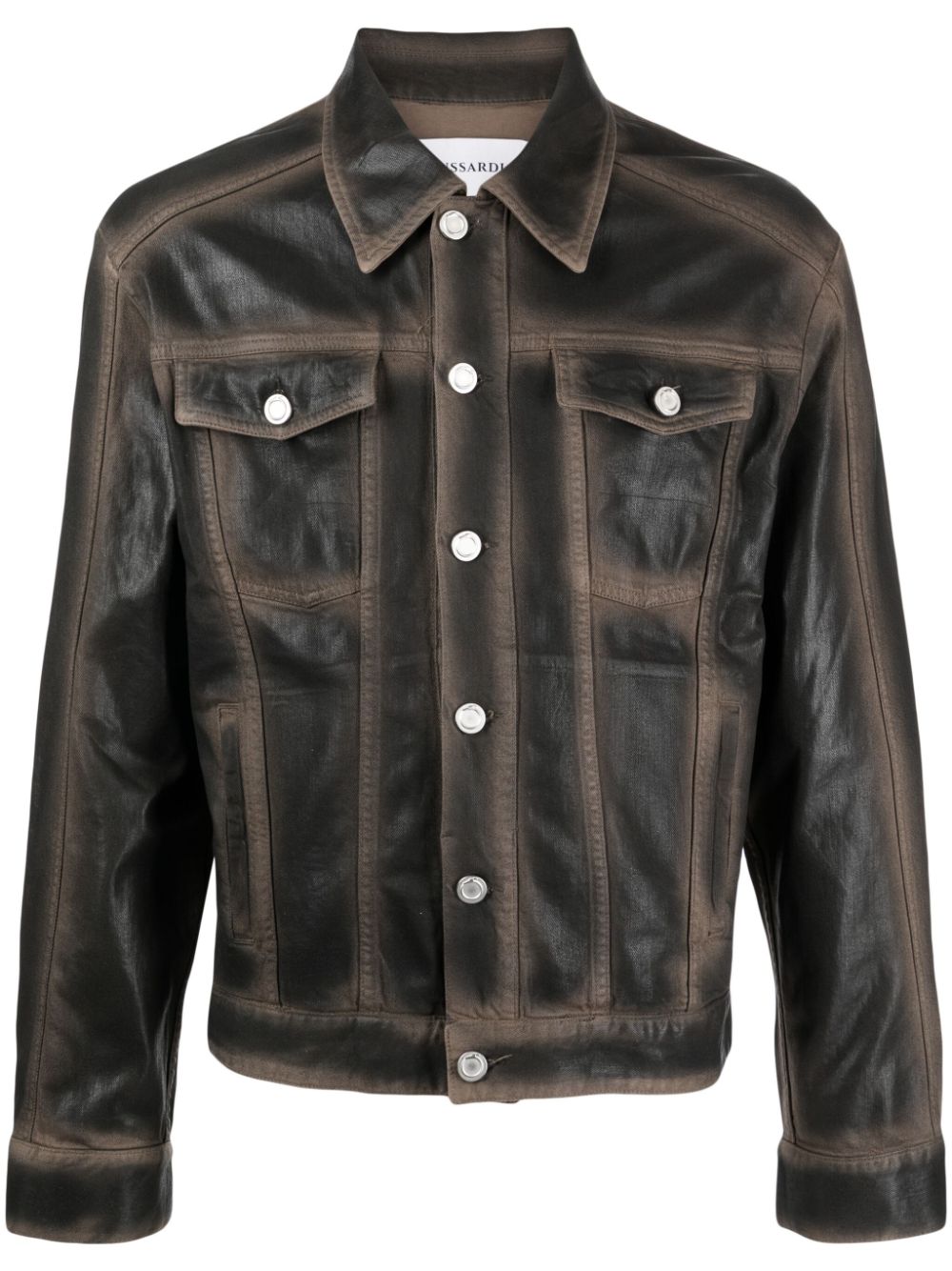 Trussardi coated denim jacket - Brown von Trussardi
