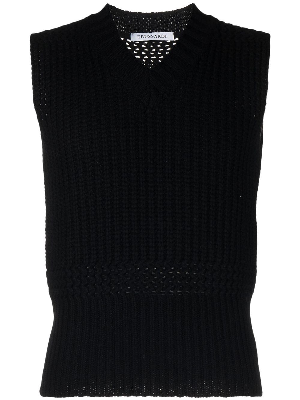 Trussardi sleeveless V-neck jumper - Black von Trussardi