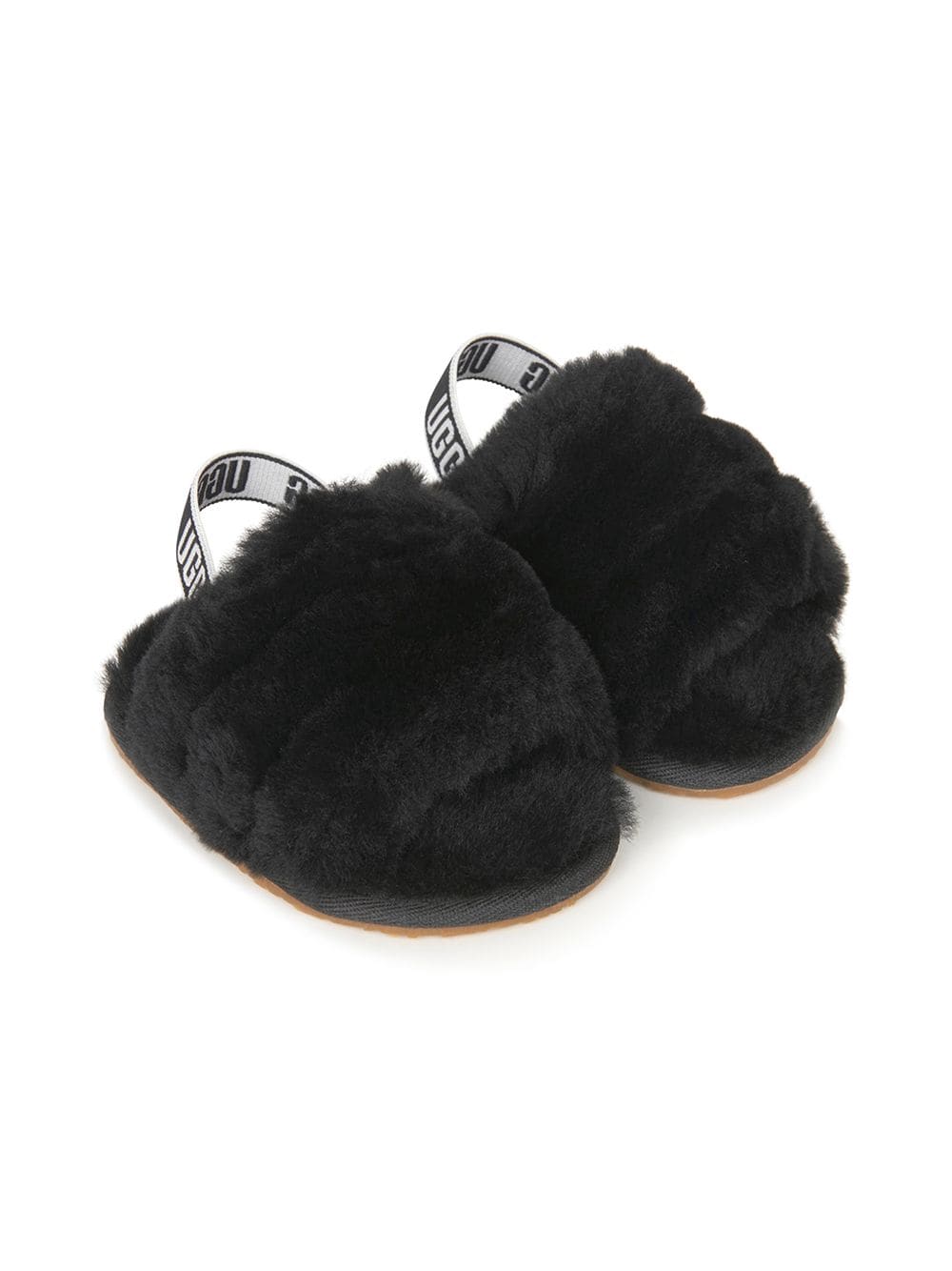 UGG Kids logo-tape shearling sandals - Black von UGG Kids