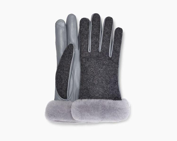W Fabric Leather Shorty Glove-s Damen Grau S von UGG