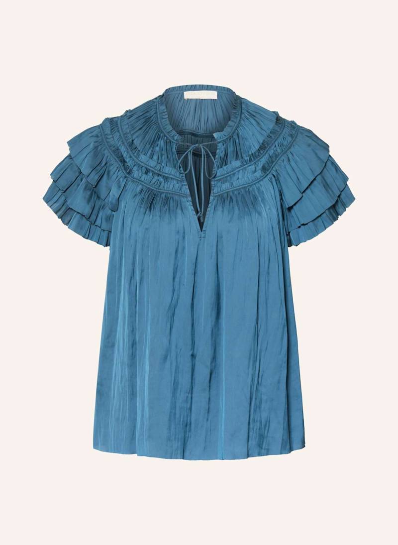 Ulla Johnson Blusentop Elvie Aus Satin blau von ULLA JOHNSON