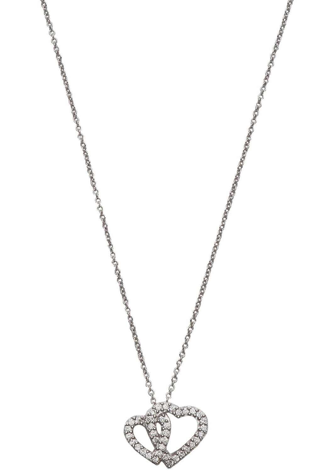 UNIKE JEWELLERY Kette mit Anhänger »CLASSY DOUBLE HEART HERZ, UK.CL.1204.0016«, mit Zirkonia (synth.) von UNIKE JEWELLERY