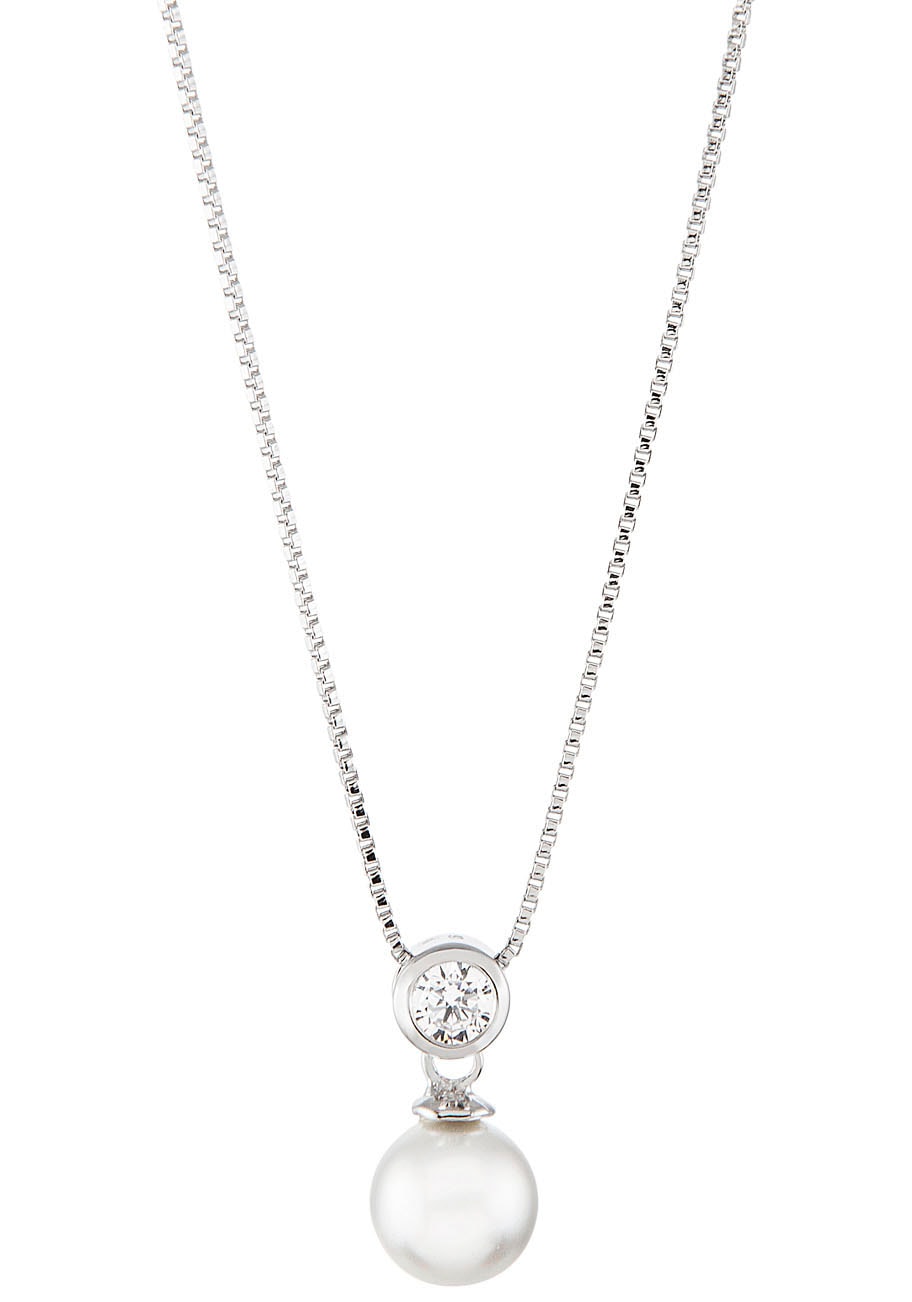 UNIKE JEWELLERY Kette mit Anhänger »CLASSY SIMPLE PEARL, UK.CL.1202.0018«, mit Zirkonia (synth.) - mit Perle (synth.) von UNIKE JEWELLERY