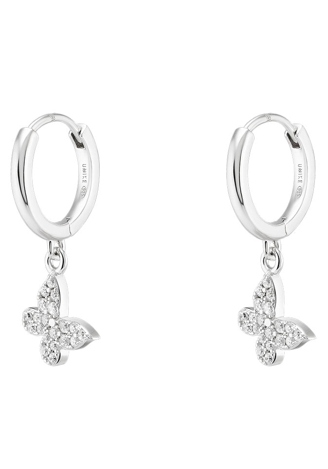 UNIKE JEWELLERY Paar Creolen »HOOP MIX&MATCH BUTTERFLY SCHMETTERLING, UK.AR.1204.0036«, mit Zirkonia (synth.) von UNIKE JEWELLERY