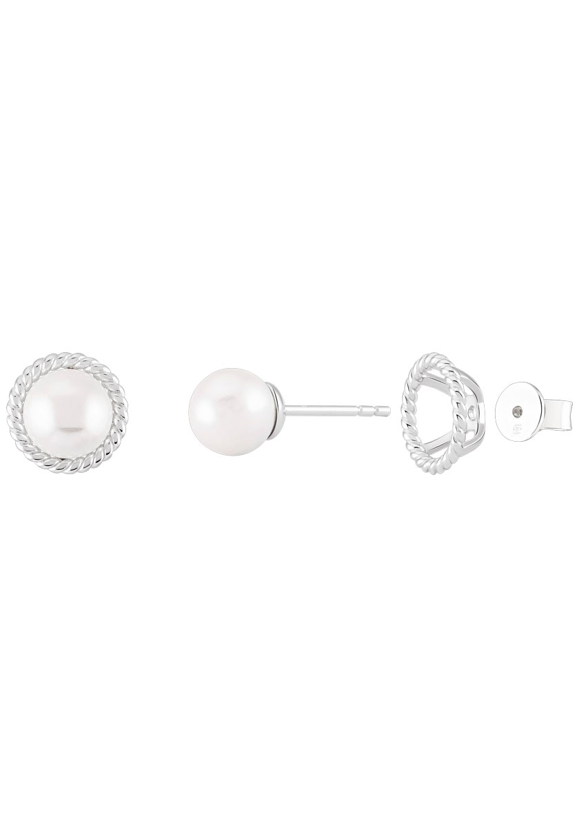 UNIKE JEWELLERY Perlenohrringe »PEARL TWIST, UK.TN.1204.0040«, mit Zirkonia (synth.) - mit Perle (synth.) - Elemente abnehmbar von UNIKE JEWELLERY