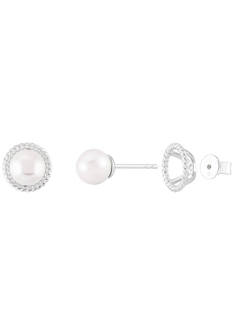 UNIKE JEWELLERY Perlenohrringe »PEARL TWIST, UK.TN.1204.0040«, mit Zirkonia (synth.) - mit Perle (synth.) - Elemente abnehmbar von UNIKE JEWELLERY