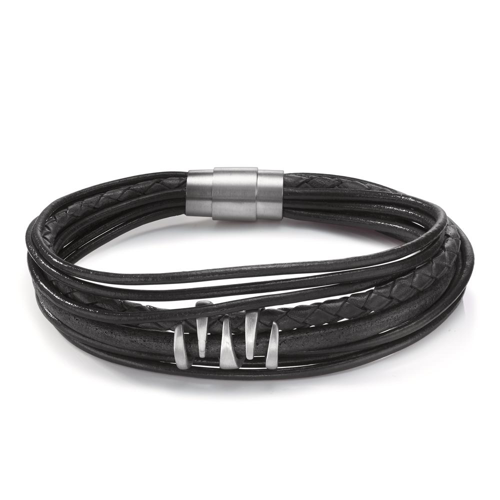 URECH Herren Armband Edelstahl, Leder 21.5 cm Ø8 mm von URECH