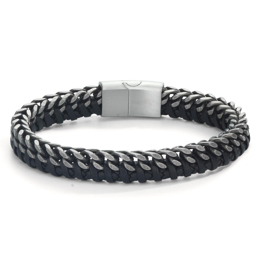 URECH Herren Armband Edelstahl, Leder 23 cm von URECH