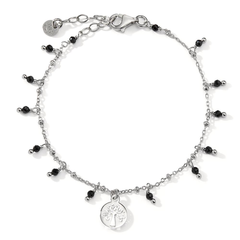 URECH Damen Armband Silber Kristall schwarz, 14 Steine rhodiniert Lebensbaum 16-19 cm verstellbar von URECH