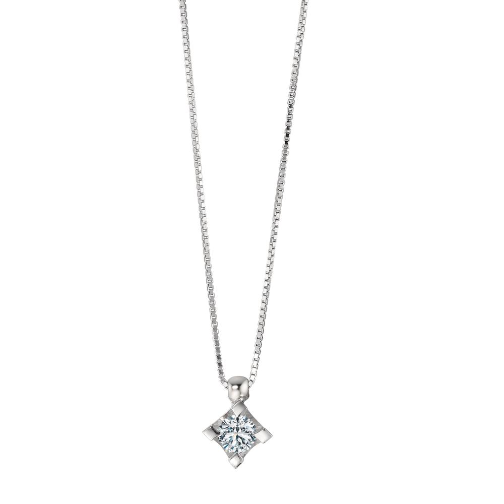 URECH Damen Collier 750/18 K Weissgold Diamant 0.20 ct, w-si 39-42 cm verstellbar Ø4.5 mm von URECH