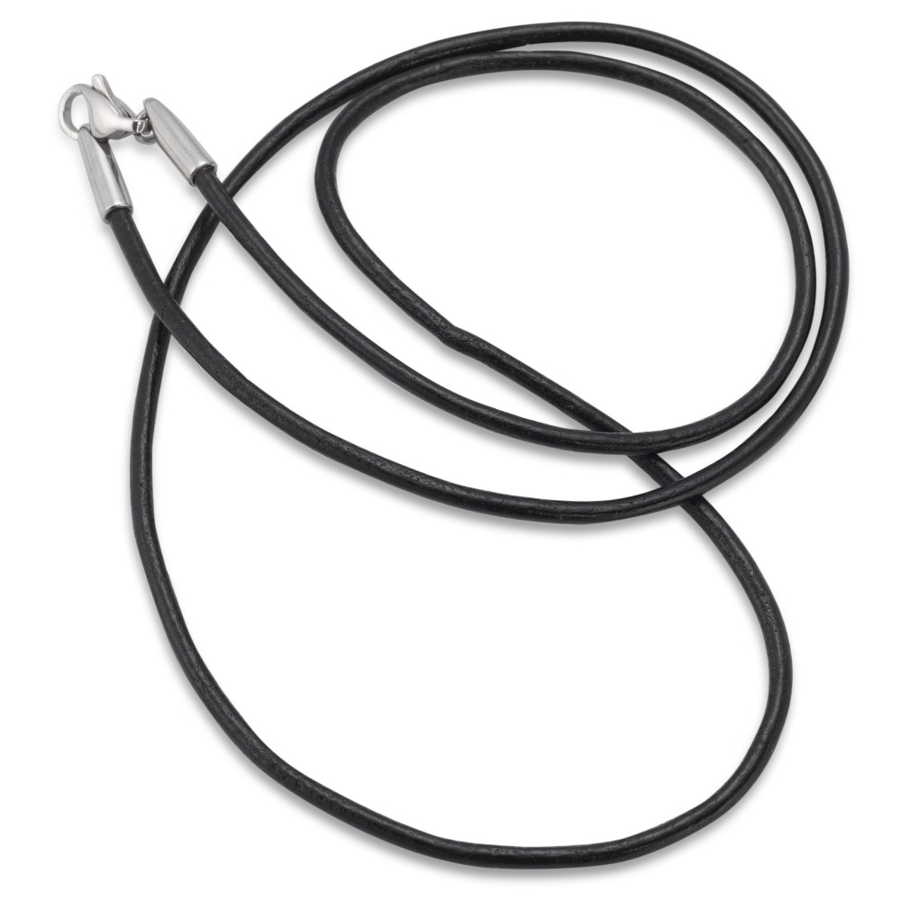 URECH Herren Collier Leder, Edelstahl 50 cm Ø2 mm von URECH