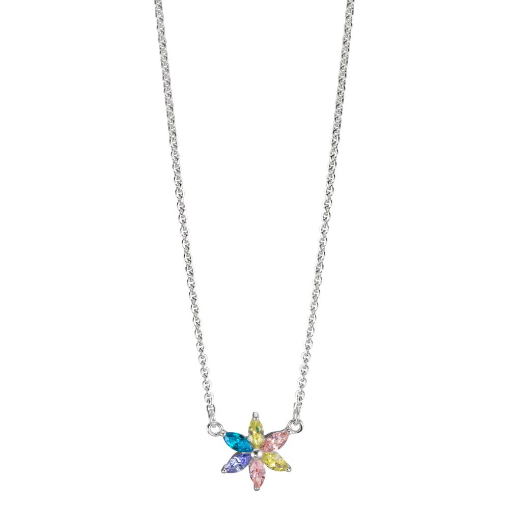 URECH Kinder Collier Silber Zirkonia 6 Steine Blume 36-38 cm verstellbar von URECH