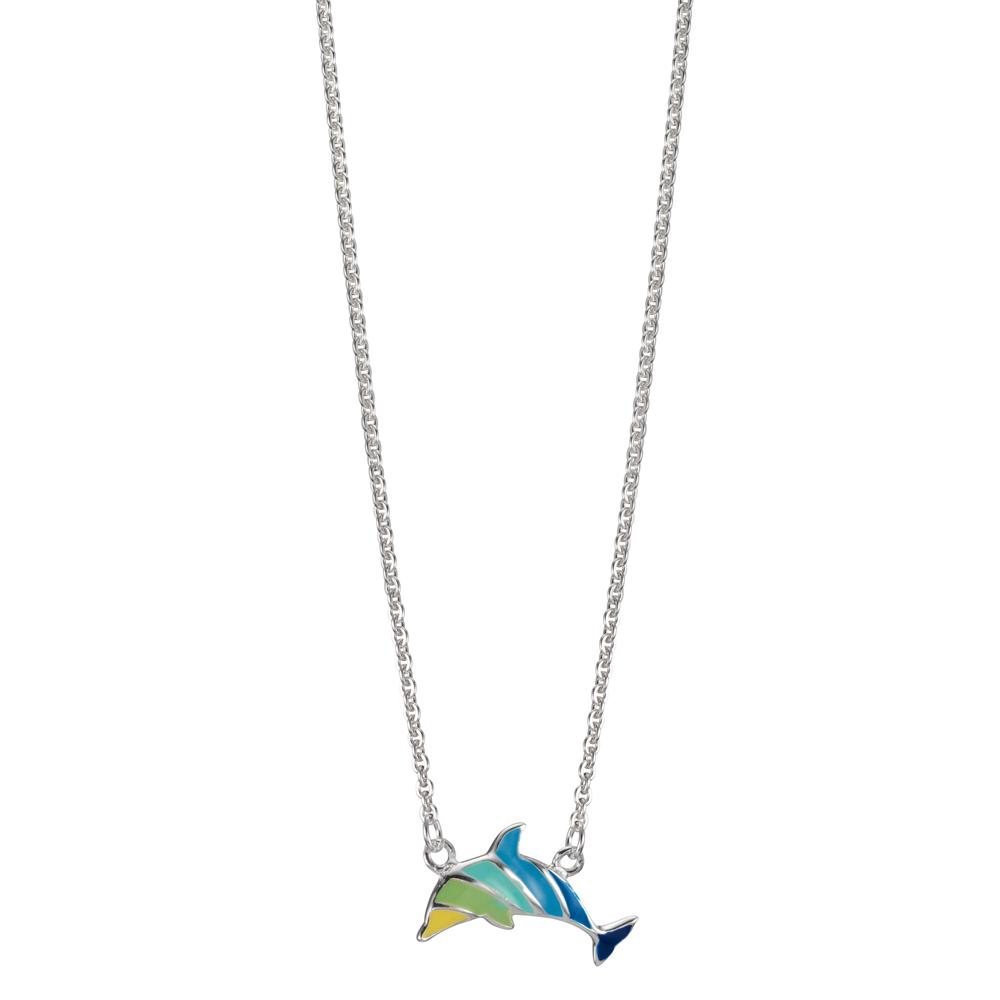 URECH Mädchen Collier Silber emailliert Delfin 36-38 cm verstellbar von URECH