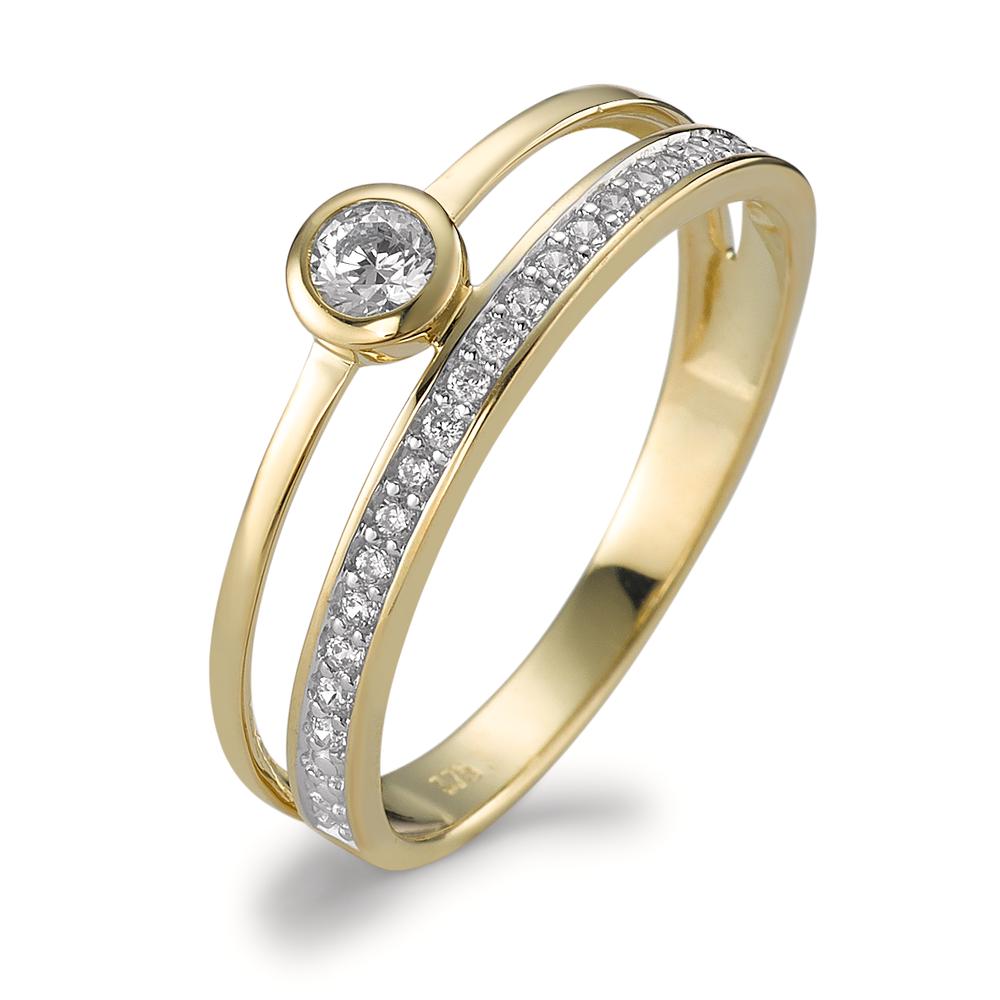 URECH Damen Fingerring 375/9 K Gelbgold Zirkonia 20 Steine bicolor von URECH