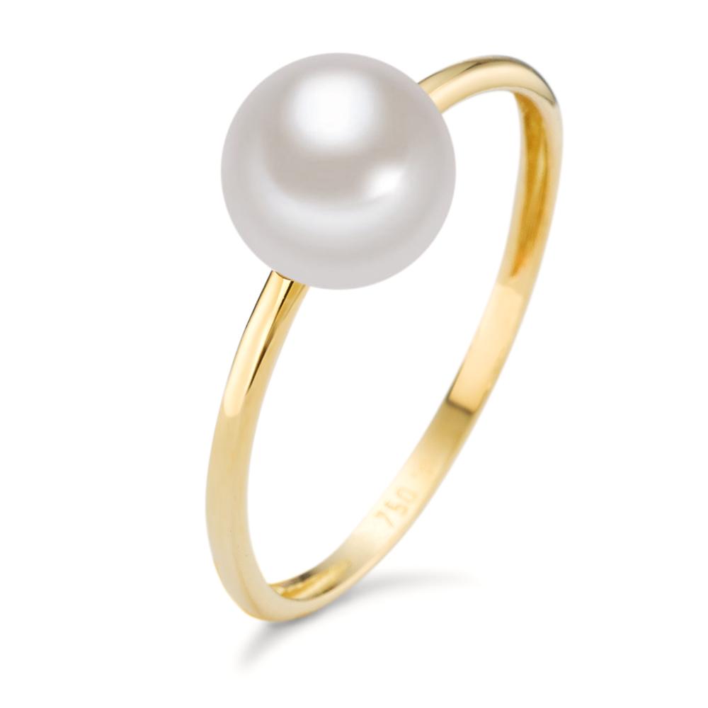 URECH Damen Fingerring 750/18 K Gelbgold Süsswasserzuchtperle von URECH