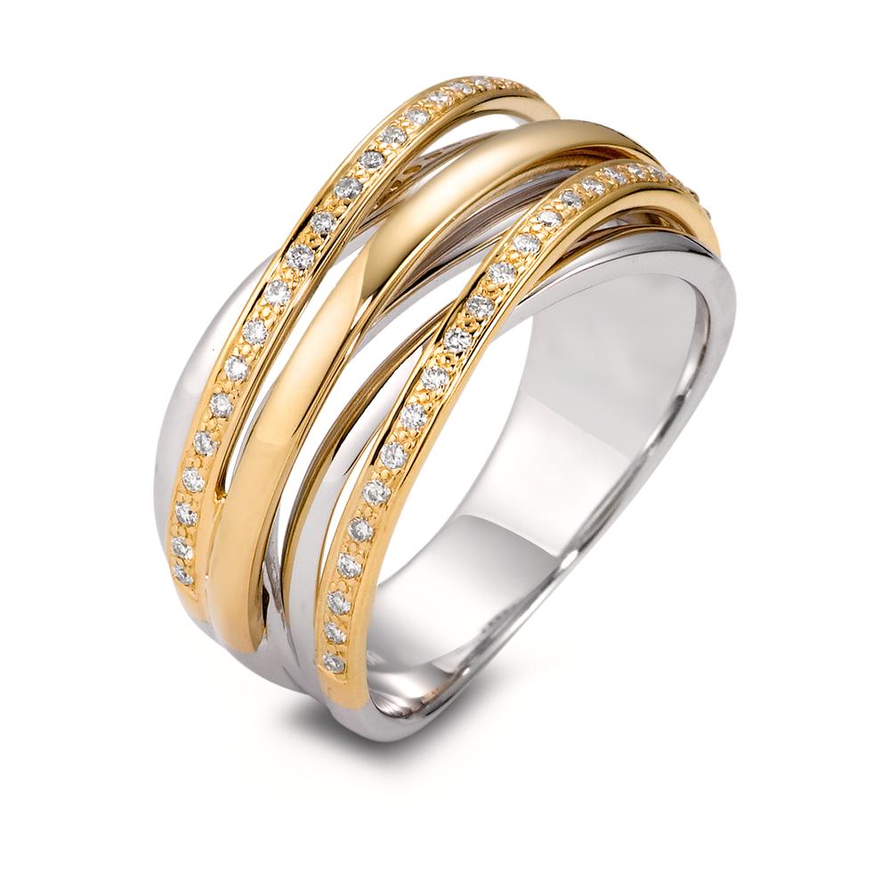 URECH Damen Fingerring 750/18 K Weissgold, 750/18 K Gelbgold Diamant weiss, 0.18 ct, 45 Steine, Brillantschliff, w-si von URECH