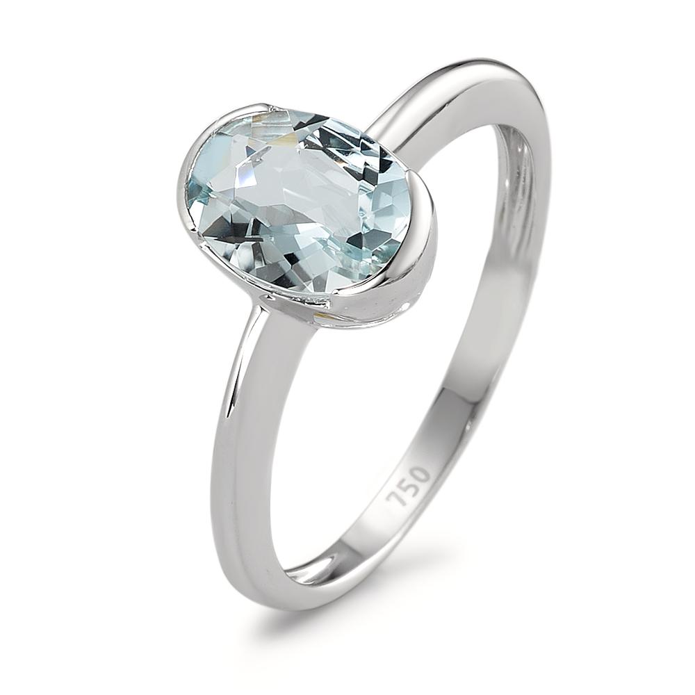 URECH Damen Fingerring 750/18 K Weissgold Aquamarin 1.08 ct von URECH