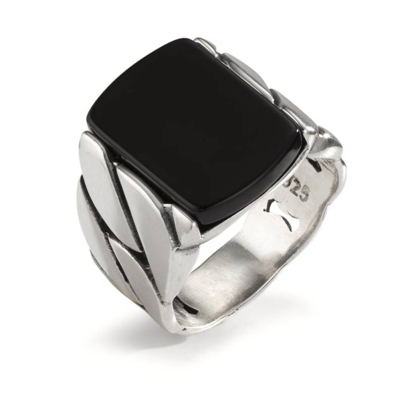 URECH Herren Fingerring Silber Onyx patiniert von URECH