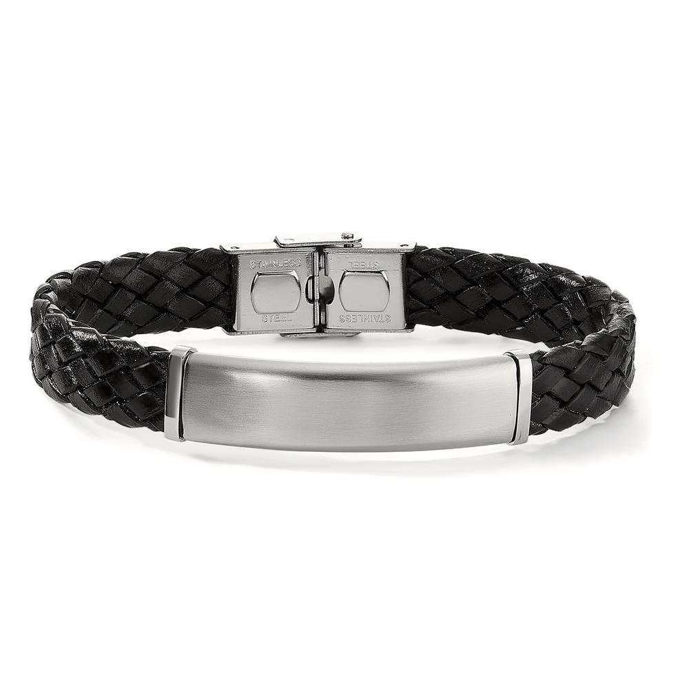 URECH Herren Gravurarmband Edelstahl, Leder 20 cm von URECH