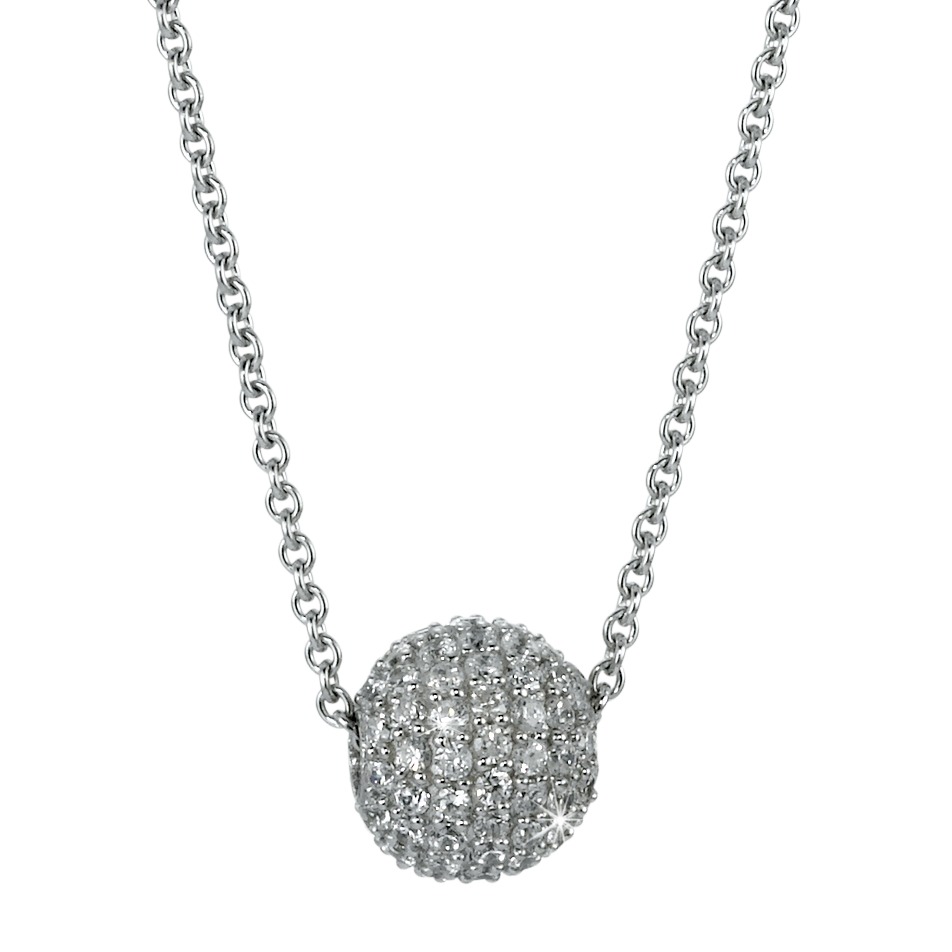 URECH Damen Halskette mit Anhänger Silber Zirkonia weiss rhodiniert 42 cm von URECH
