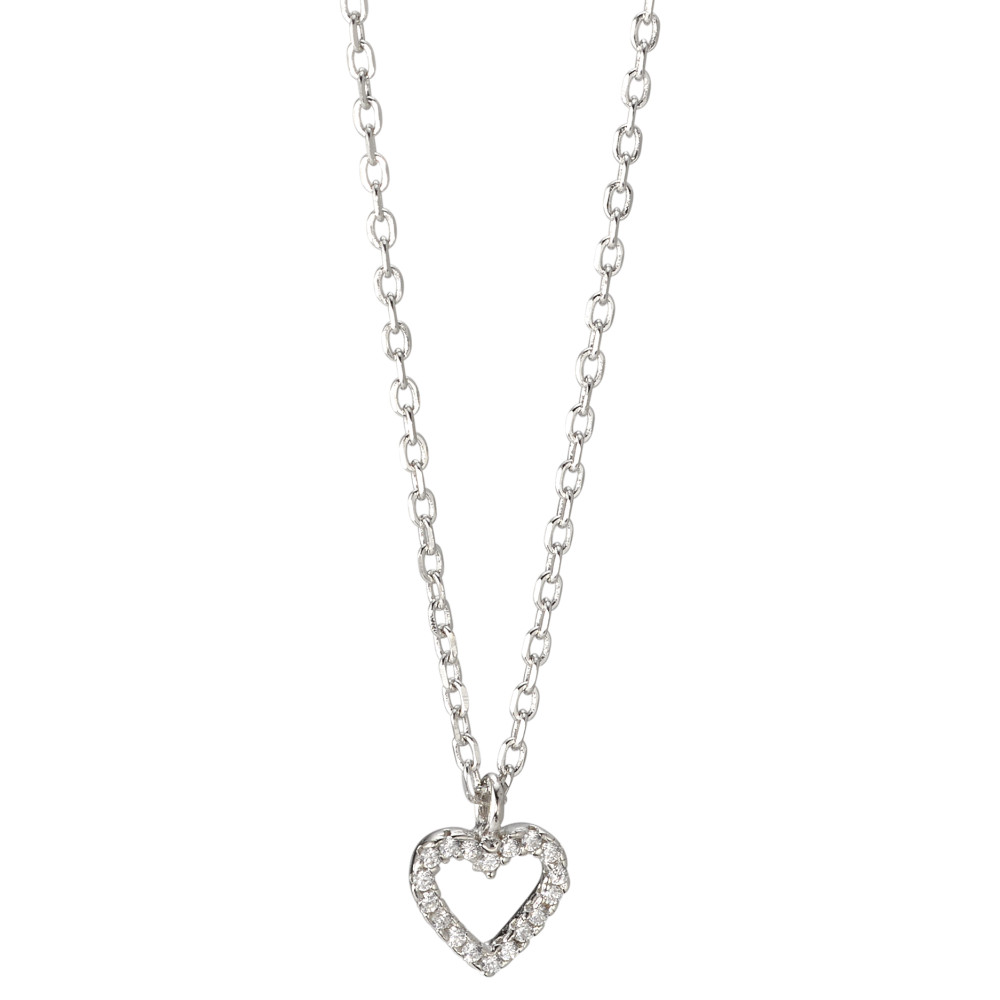 URECH Damen Halskette mit Anhänger Silber Zirkonia 18 Steine rhodiniert Herz 36-40 cm verstellbar von URECH