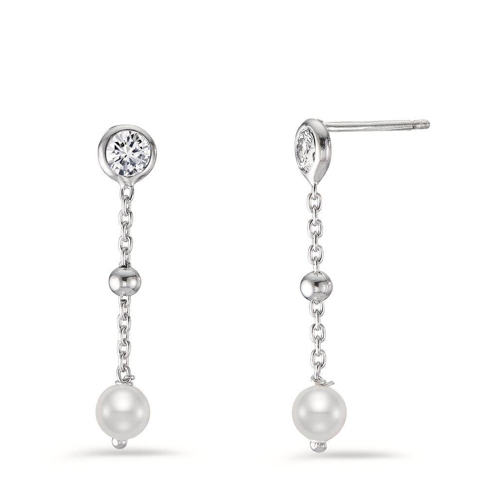 URECH Damen Ohrhänger Silber Zirkonia 2 Steine rhodiniert shining Pearls von URECH