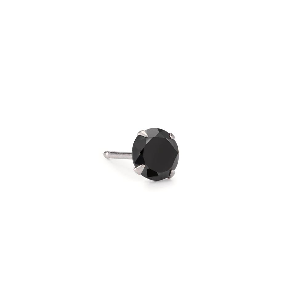 URECH Herren Ohrstecker 1 Stk Silber Zirkonia schwarz Ø7 mm von URECH