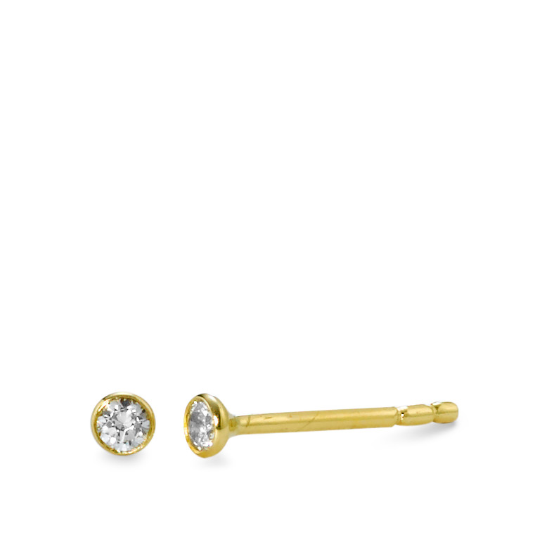 URECH Damen Ohrstecker 750/18 K Gelbgold Zirkonia 2 Steine Ø2.5 mm von URECH