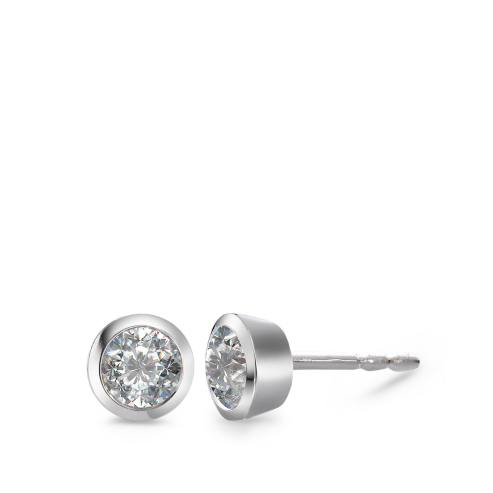 URECH Damen Ohrstecker 750/18 K Weissgold Diamant weiss, 0.05 ct, 2 Steine, Brillantschliff, w-si Ø3.5 mm von URECH