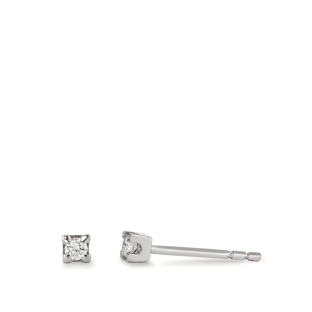 URECH Damen Ohrstecker 750/18 K Weissgold Diamant 0.10 ct, 2 Steine, w-si Ø2.5 mm von URECH