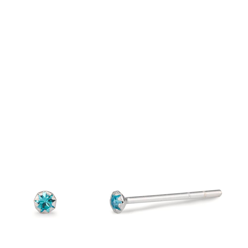 URECH Damen Ohrstecker Silber Zirkonia aqua, 2 Steine Ø2 mm von URECH