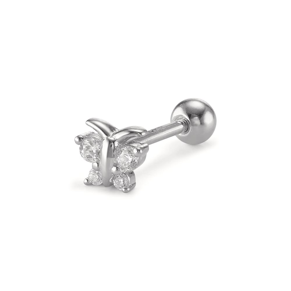 URECH Damen Piercing Silber Zirkonia 4 Steine rhodiniert Schmetterling Ø4 mm von URECH