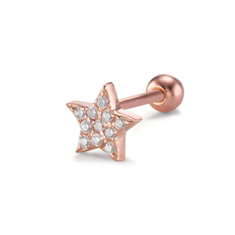 URECH Damen Piercing Silber Zirkonia 11 Steine rosé vergoldet Stern Ø5.5 mm von URECH