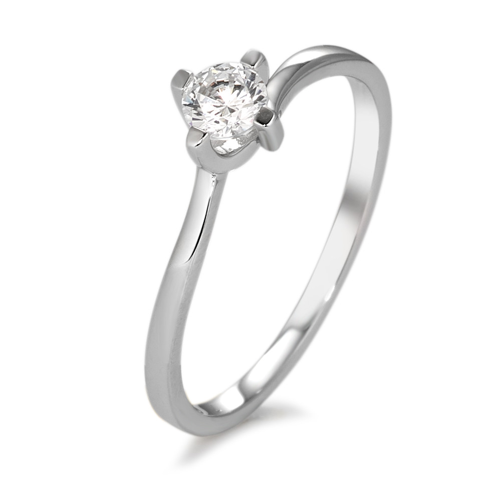 URECH Damen Solitär Ring 375/9 K Weissgold Zirkonia weiss Ø3.5 mm von URECH