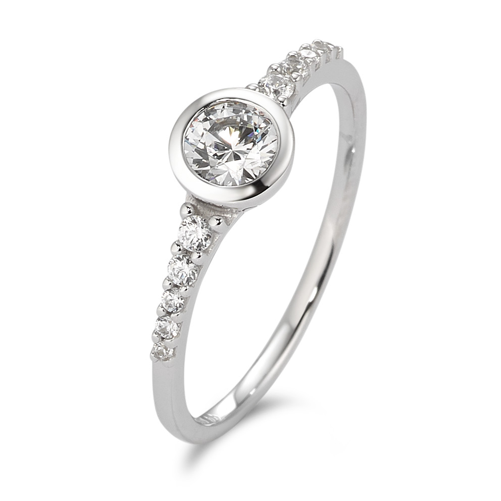 URECH Damen Solitär Ring 375/9 K Weissgold Zirkonia weiss, 11 Steine Ø5.8 mm von URECH