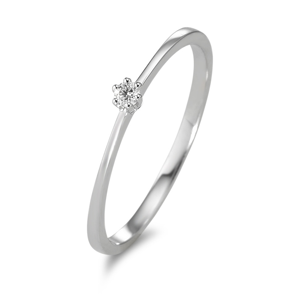 URECH Damen Solitär Ring 750/18 K Weissgold Diamant 0.03 ct, w-si von URECH