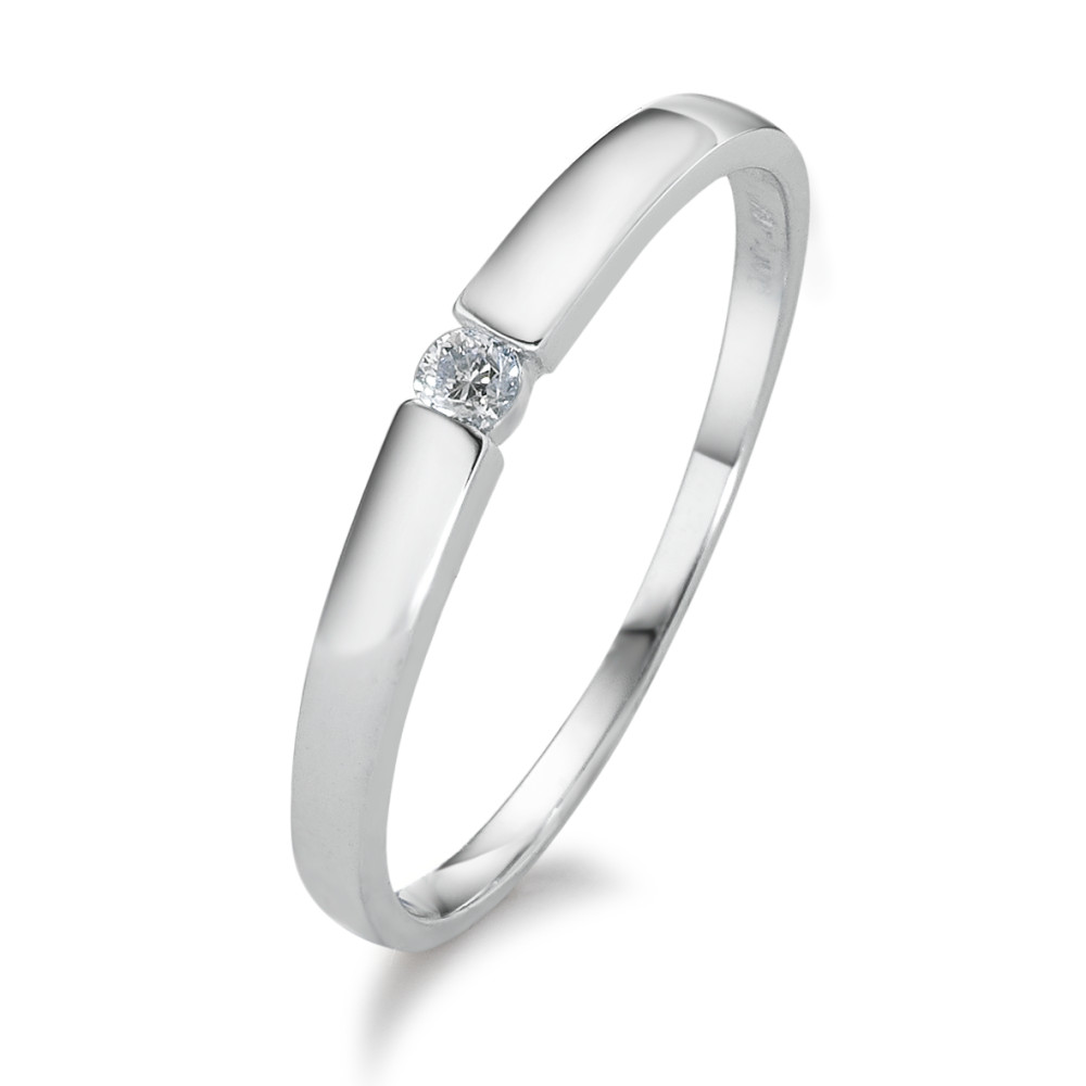 URECH Damen Solitär Ring 750/18 K Weissgold Diamant 0.05 ct, w-si von URECH