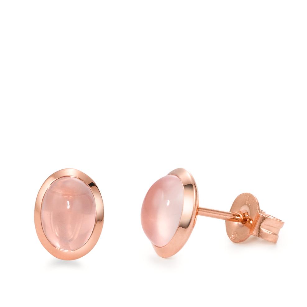 URECH Damen Ohrstecker 750/18 K Rosegold Rosenquarz 2 Steine von URECH