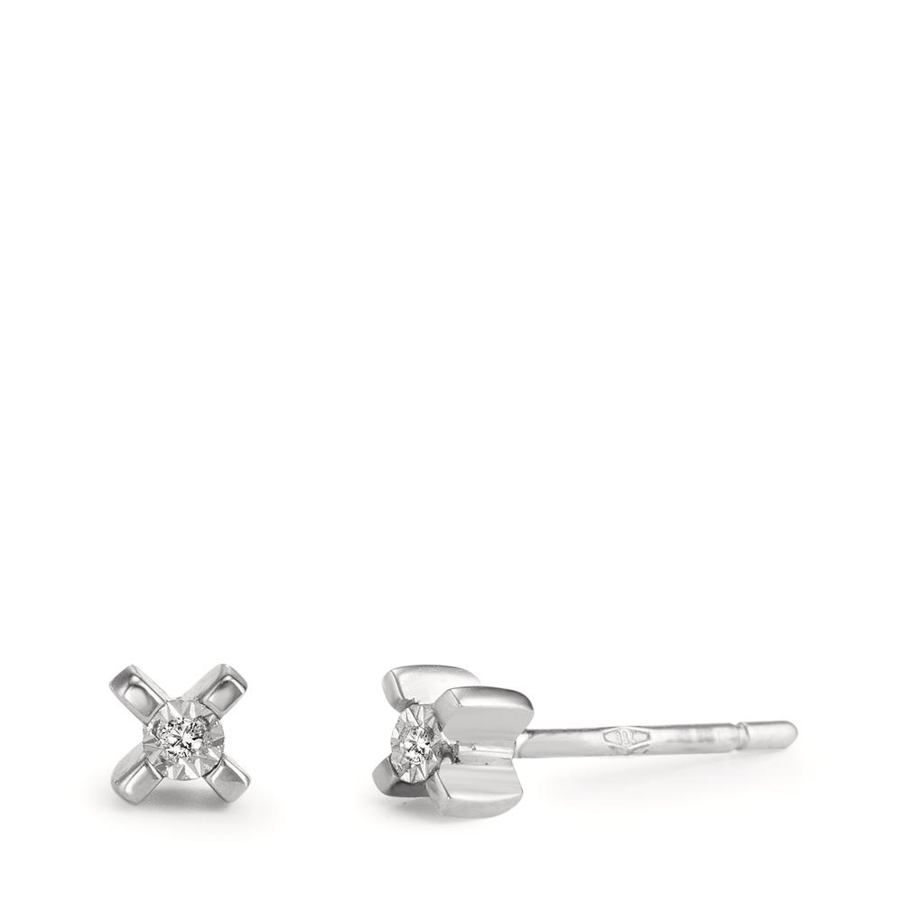 URECH Damen Ohrstecker 750/18 K Weissgold Diamant 0.01 ct, 2 Steine, w-si Ø3.5 mm von URECH