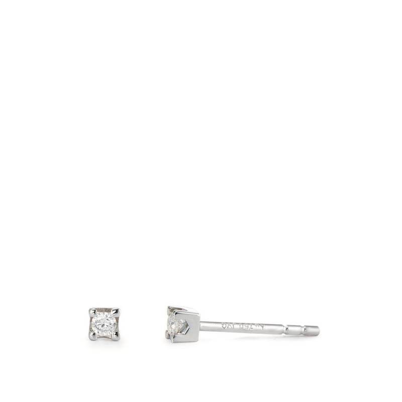 URECH Damen Ohrstecker 750/18 K Weissgold Diamant 0.06 ct, 2 Steine, w-si Ø2.5 mm von URECH