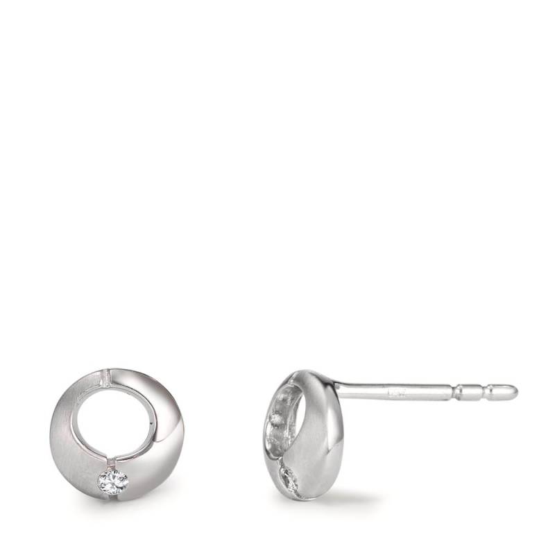 URECH Damen Ohrstecker 750/18 K Weissgold Zirkonia 2 Steine Ø6.5 mm von URECH