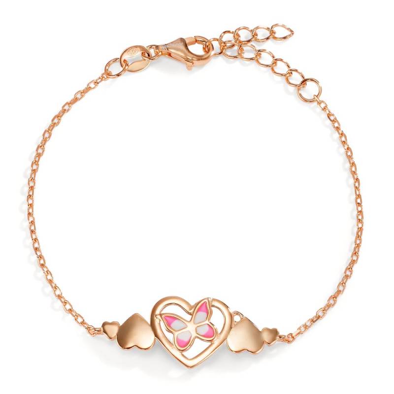 URECH Mädchen Armband Silber vergoldet Herz mit Schmetterling 14-17 cm verstellbar von URECH