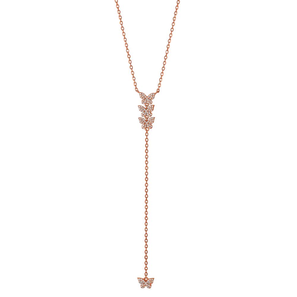 URECH Damen Y-Collier Silber Zirkonia rosé vergoldet Schmetterling 40-45 cm verstellbar von URECH