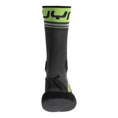 UYN Man Runners One Mid Socks - grey melange/lime green (Grösse: 42/44) von UYN